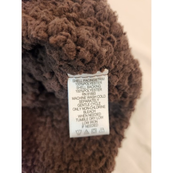 Denim & Co. Women's Brown Suede Sherpa Lined Coat Size L Velvety Plush Cozy Chic - Picture 9 of 10